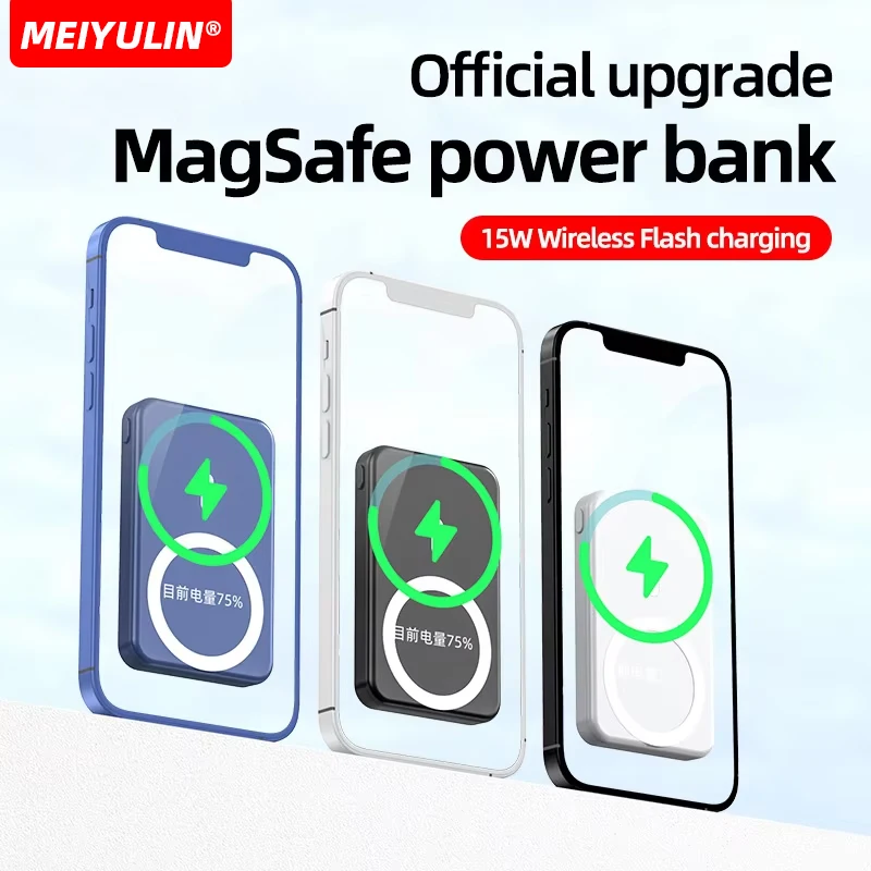 10000mAh Portable Magnetic Power Bank 15W Wireless Fast Charging Powerbank For iPhone Xiaomi Samsung Universal External Battery