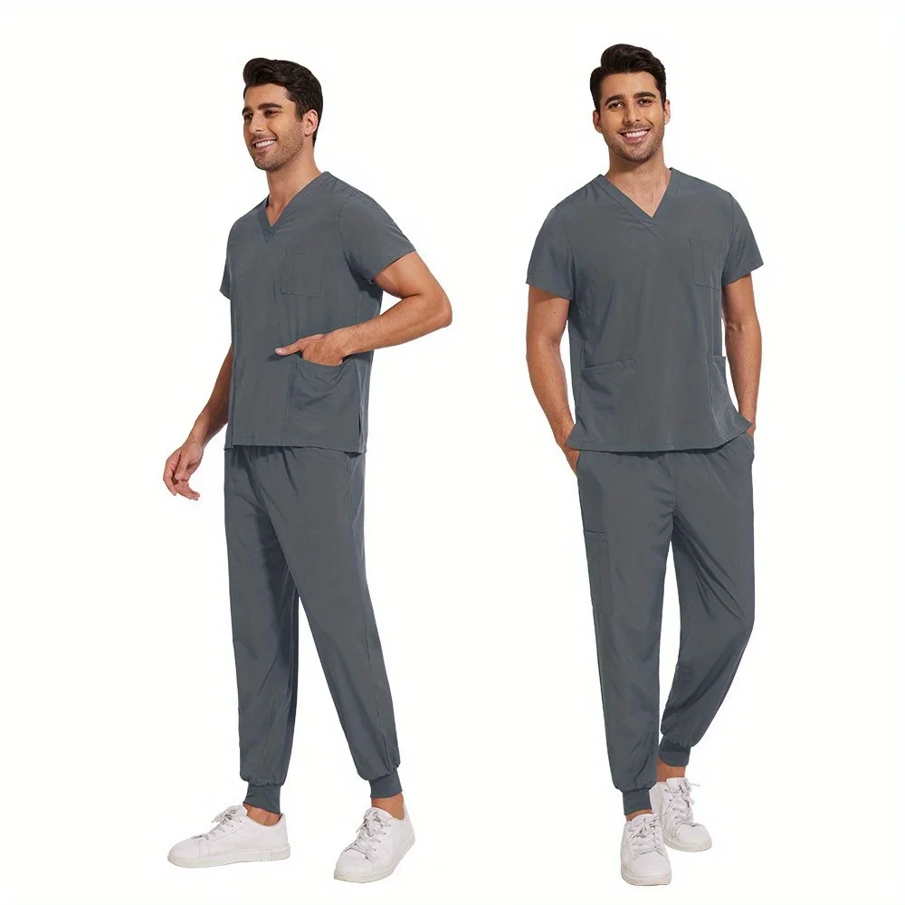 ملابس عمل مرنة سريعة الجفاف مكونة من قطعتين للرجال - مجموعة غسيل يدوية مريحة لموظفي رعاية الذكور في صالونات التجميل ومستشفيات الحيوانات الأليفة #6