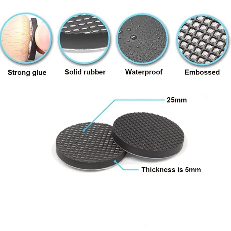 Rubber Pads For Chair Legs 5-80pc Anti Slip Mat Bumper Damper Non-Slips Round Square Self Adhesive Table Feet Protector Hardware