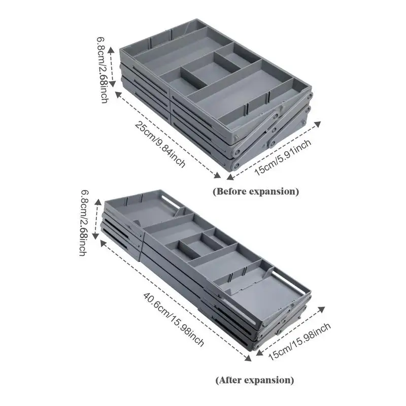 Drawer Organizer Tray 2/3 Tier Storage Expandable Drawer Jewelry Organizer Foldable Desktop Organizer Box With Adjustable