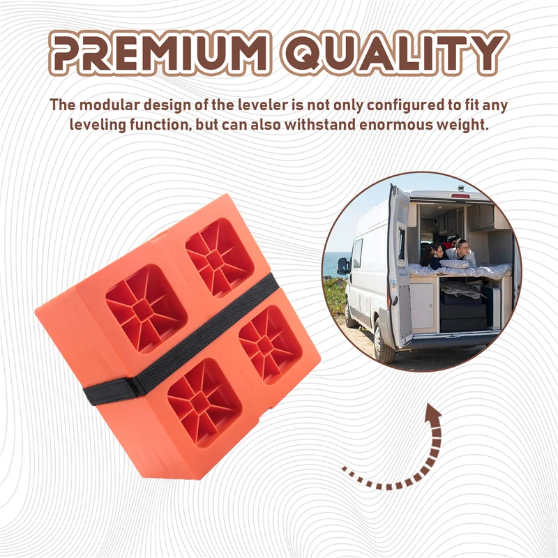 5 Pack Heavy Duty Leveling Blocks, RV Wheel Stopper Car Tyre Anti-Slip Block For Trailer, Truck Universal