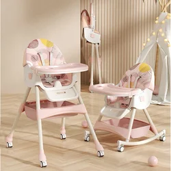 High-quality Dining Chair Children's High Feeding Chair Foldable Portable Rocking Chair Adjustable Height Baby Dining Chair