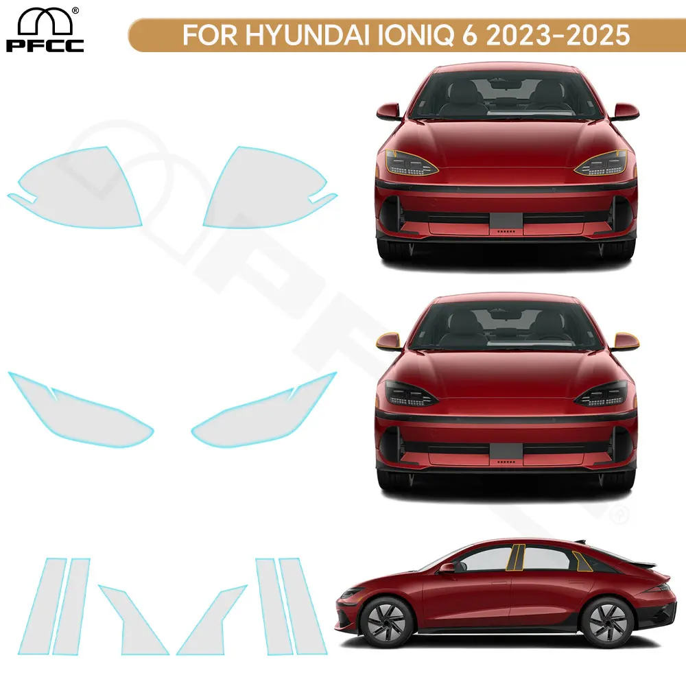 

For Hyundai Ioniq 6 2023 2024 Pre-cut PPF Bra Headlight Rearview B C Pillars TPU Paint Protection Film Clear Kit Anti-Scratch