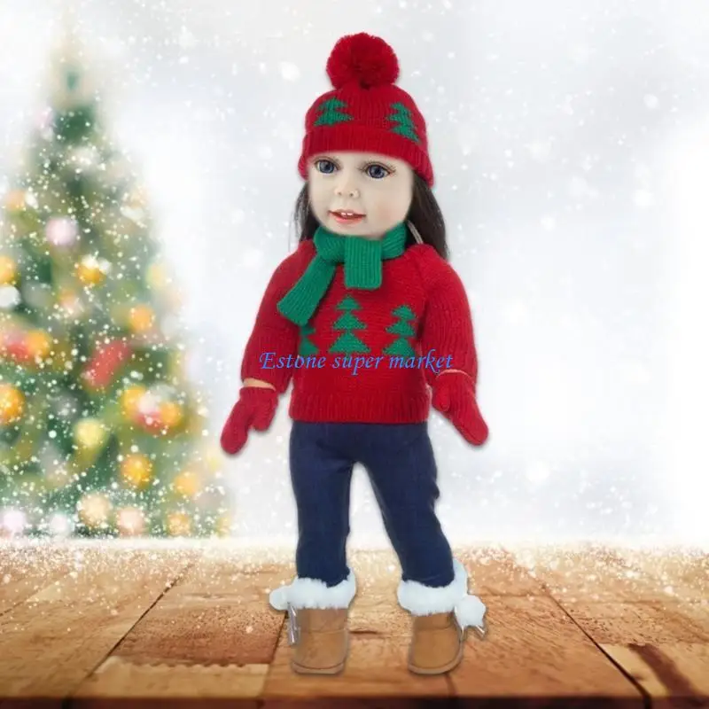 

090b Girl Dolls Рождественская одежда для 18 -дюймовых кукол Детская девочка -игрушка наряд игруше