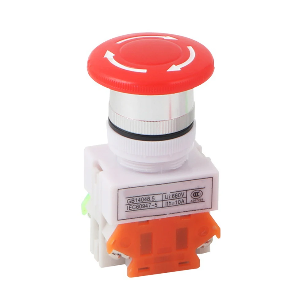 LAY37-11ZS Industrial Exigent Stop Push Button Switch With Red 40mm Mushroom Head 1NO 1NC DPST Self-Locking For Machinery