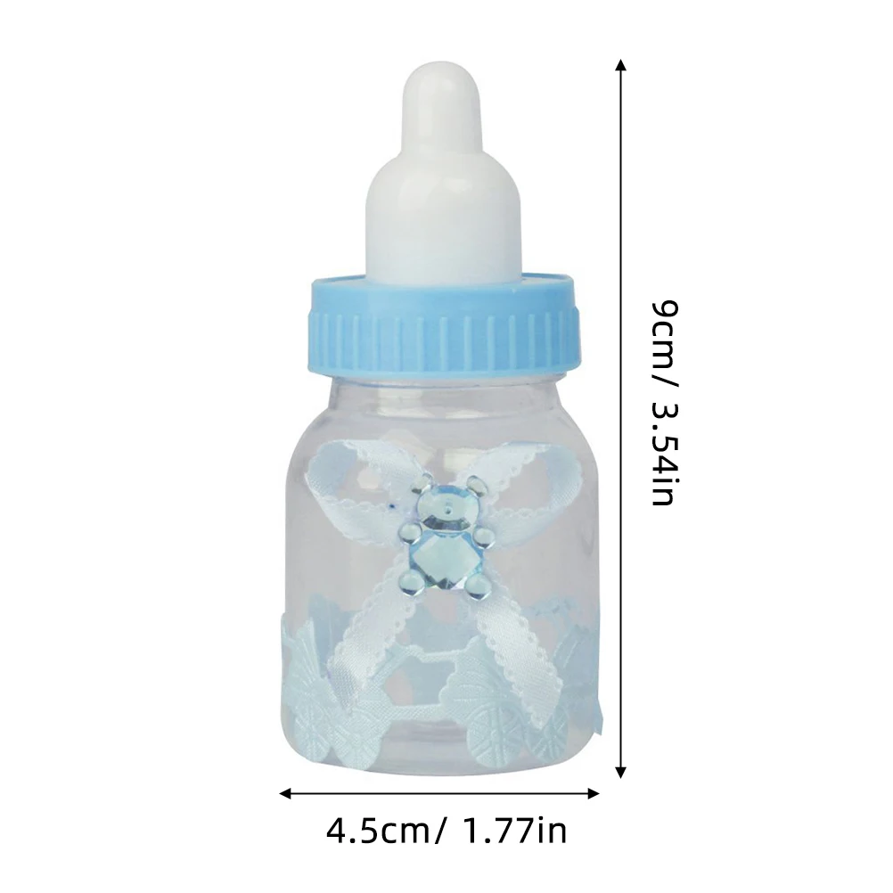 

12pcs Blue Plastic Baby Shower Candy Boxes 9cm Height 4cm Diameter Feeder Style Party Favor Gift Packaging