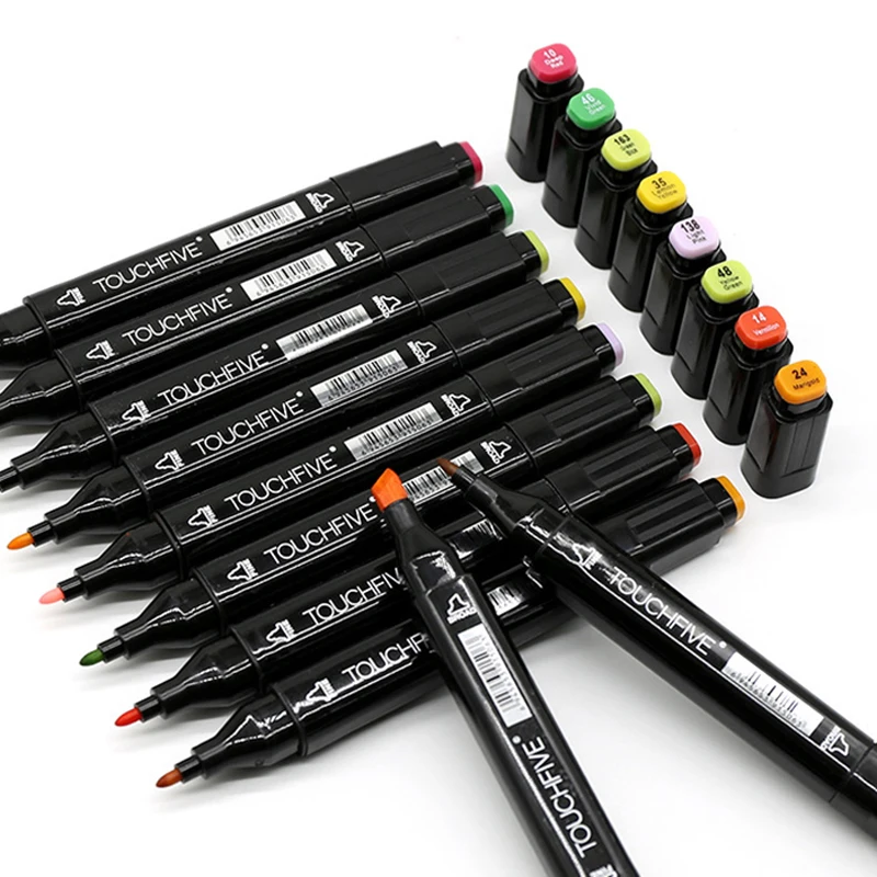 kemila 24/30/40/60/80/168pcs Twin Oily Markers Pen Hand Painted Manga Drawing Alcohol Based Sketch Brush Pen Bookmark