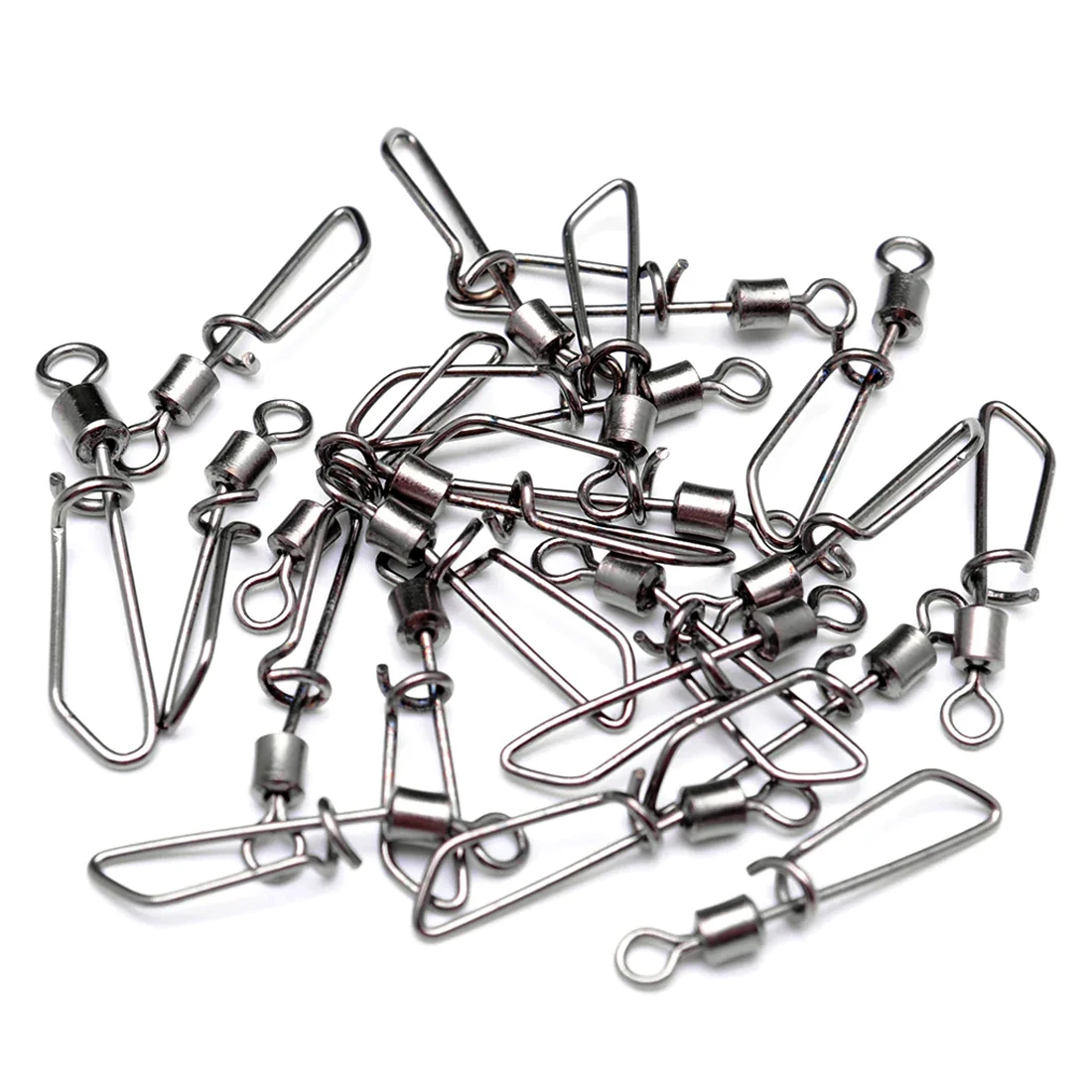 Imagem -06 - Rolling Swivel Covert Link Lock Snap Pesca Iscas Conexão Snap para Helicóptero Rigs e Lead Clip 25100 Pcs