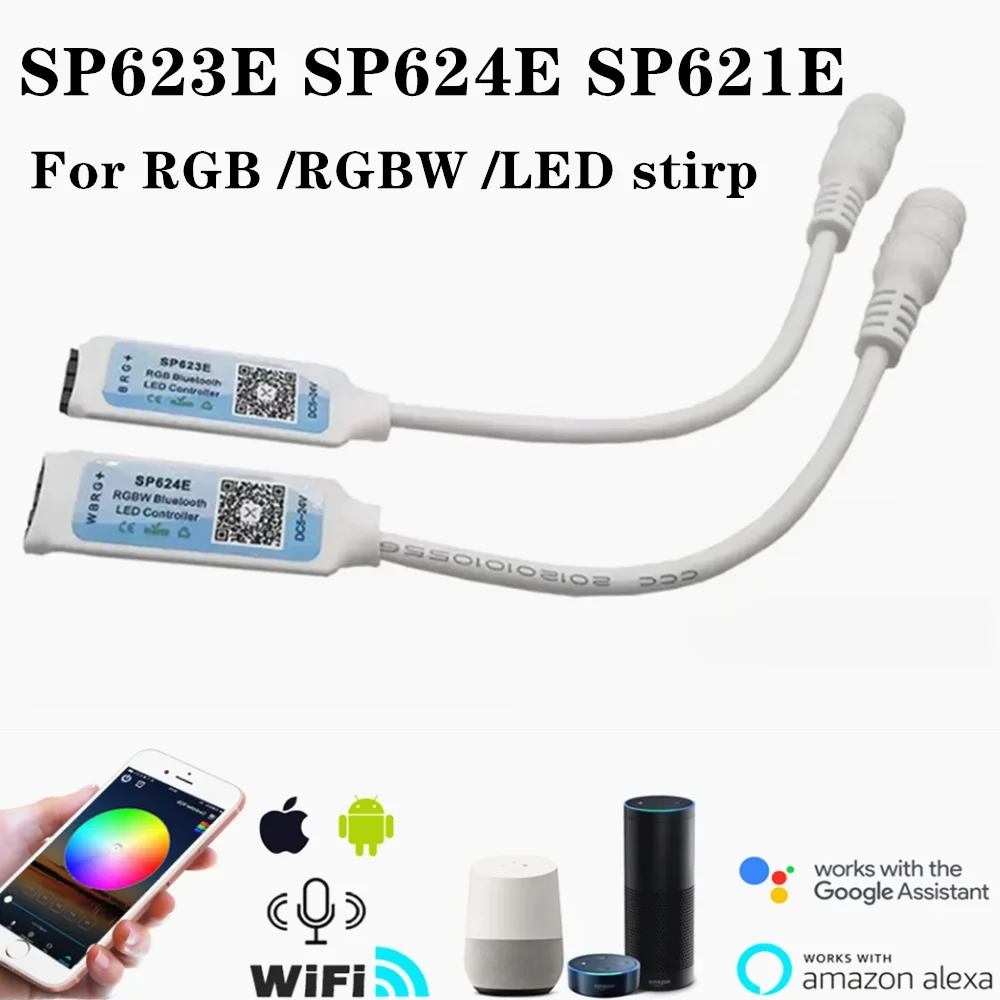 

WS2811 RGB RGBW LED Strip Controller SP623E SP624E SP621E Bluetooth-compatible Smart APP Control for WS2812B Pixel Tape Lights