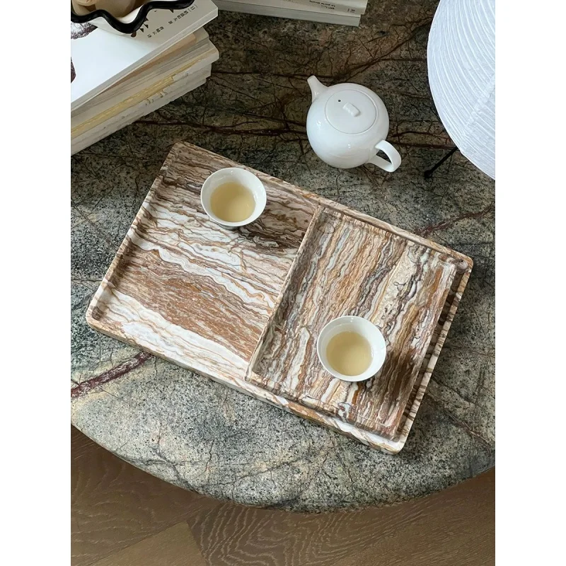 Original luxury marble tray for storage, tea tray, high-end piece for hotels, coffee shop art accessory