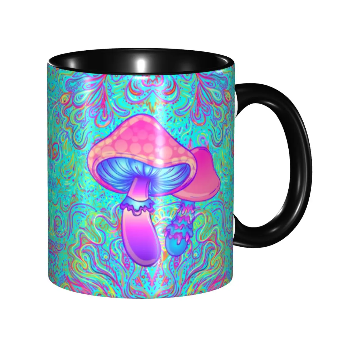 Taza de Cerámica DIY con Diseño de Hongo Mágico Psicodélico, Estilo Neon Pastel Gótico, Tazas de Café Personalizadas, Regalo Creativo