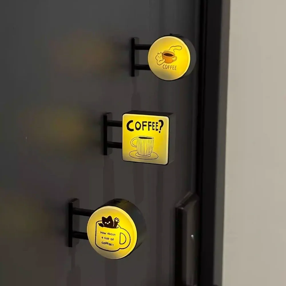 Coffee Corner Light Box Fridge Magnet LED Atmosphere Light Miniature Light Sign Magnetic Glowing Refrigerator Decoration