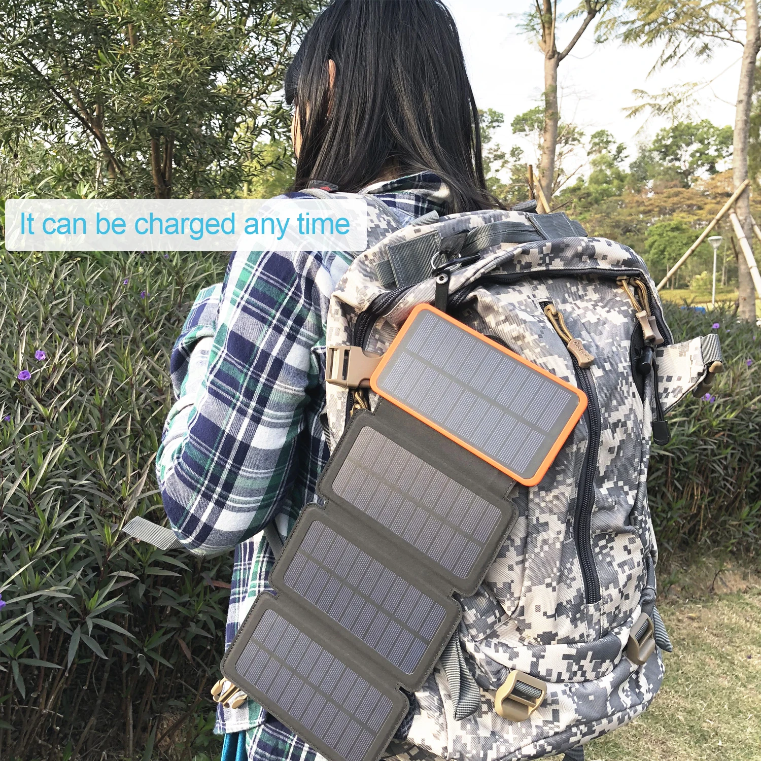 Foldable portable solar charging panel, foldable solar power bank 20000mAh, outdoor multifunctional high-power output camping to