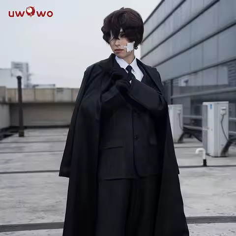 UWOWO Dazaii Cosplay Costume Dazaii Osamuu Long Black Coat Shirt Pants Cosplay Outfit