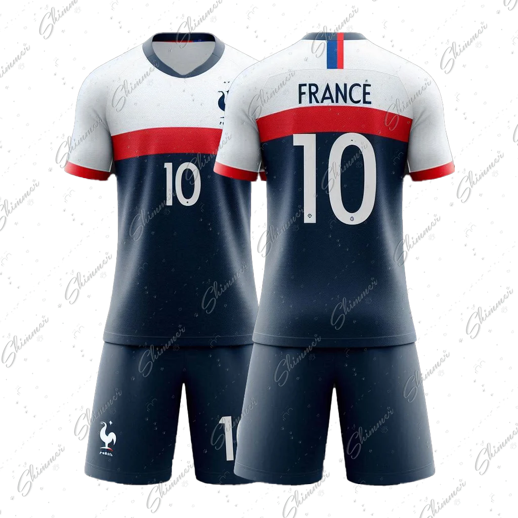 2024 Short Sleeves France Style Pop Kids Youth Training And Competition Tops Football Outfit Kids Soccer Jersey Clothing Uniform