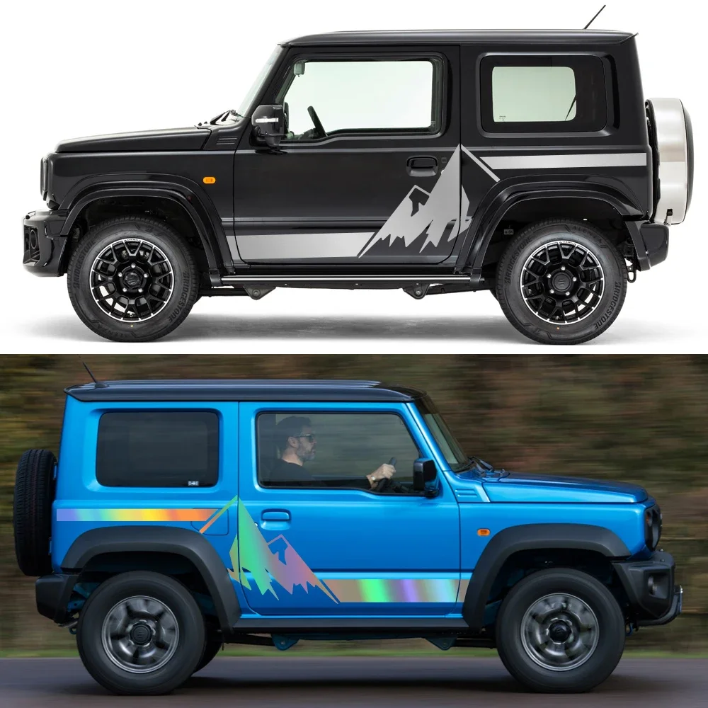 طقم ملصقات جانبية لباب السيارة مقاوم للماء ، ملصق شريط بوبي تلقائي ، فيلم فينيل ، ملحقات خارجية ، سوزوكي جيمني JB64W JB74W