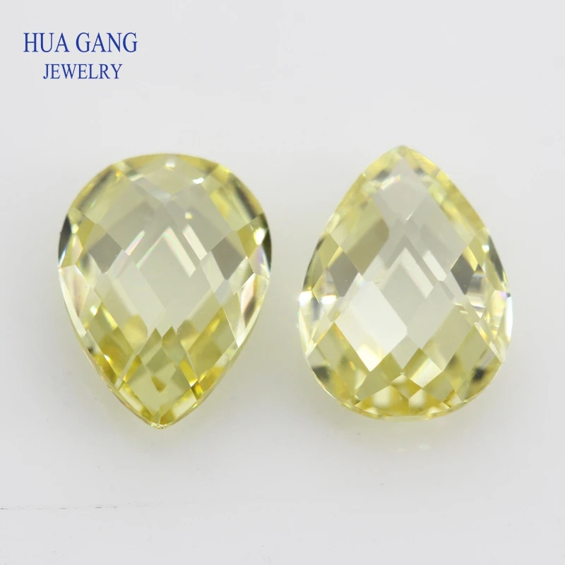 5A Pear Double CheckerBoard Cubic Zirconia Stone Multicolor Brilliant Cut Loose CZ Stones Synthetic Gems Beads For Jewelry