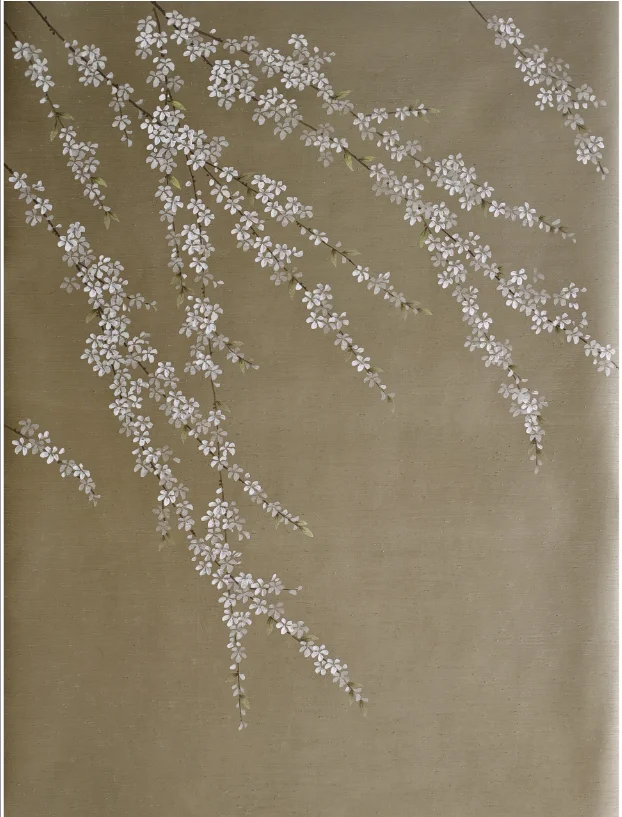 Customized Hand-Made Wallpapers Hand-Painted Flowers/Canopy for Bedroom Living Room Study Dining Room Porch Sofa TV Wall Coverin