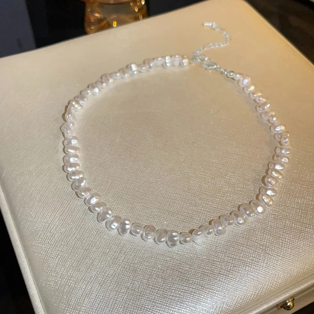 Simple Imitation Pearl Necklace Adjustable Elegant Irregular Beads New Trend Date Wedding Party Jewelry Women Girls Gift