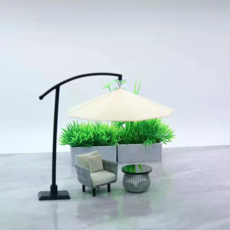 1 szt. Miniaturowy parasol słoneczny do domku dla lalek, symulowany model parasola do piaskownicy, zewnętrzny parasol przeciwsłoneczny, dekoracja do domku dla lalek, zabawka, prezent