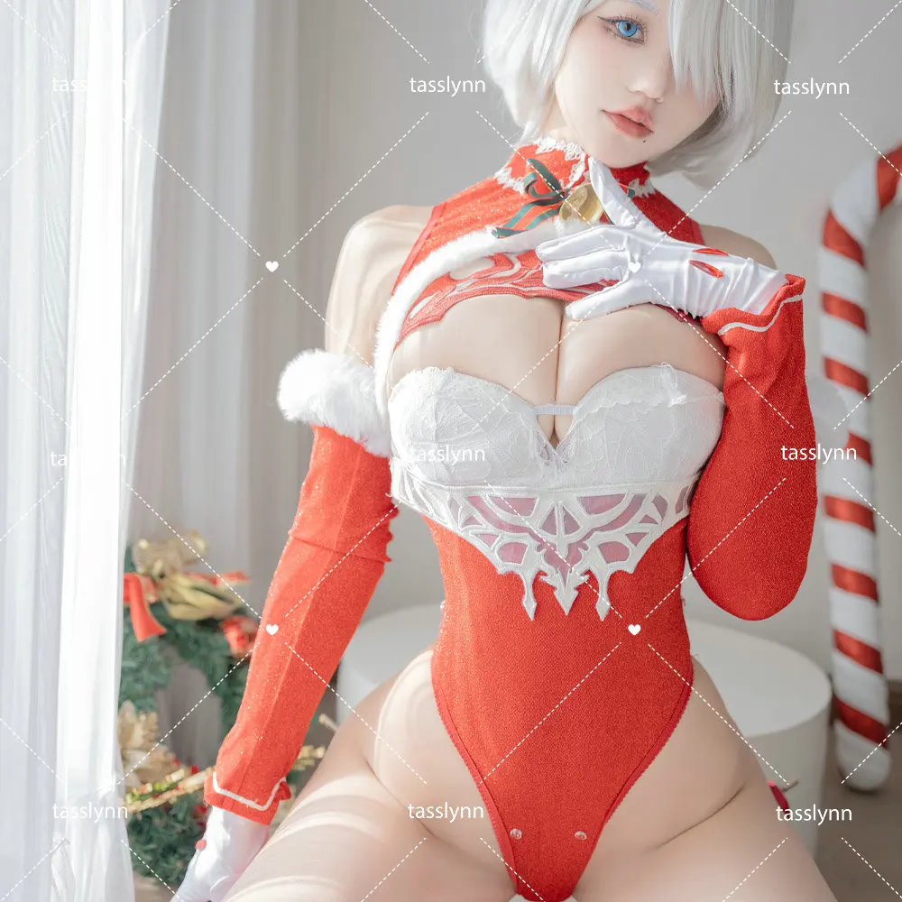 Costume de Cosplay de Noël en Cuir Rouge pour Femme, Robe d'Halloween, NieR YoRHa 2B, 2b