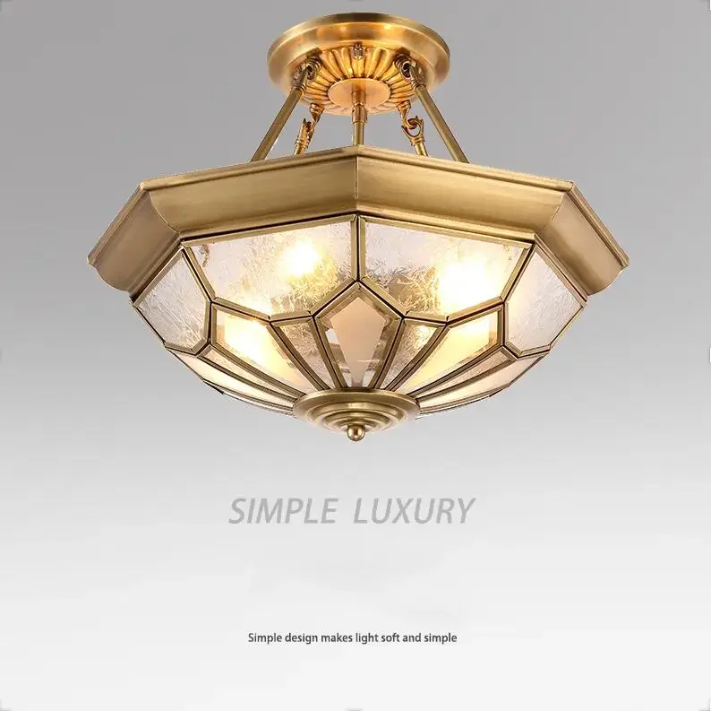 Europeu de cobre led luzes teto semi flush deco crianças sala estar varanda luminaria de teto vintage interior deckenleuchten