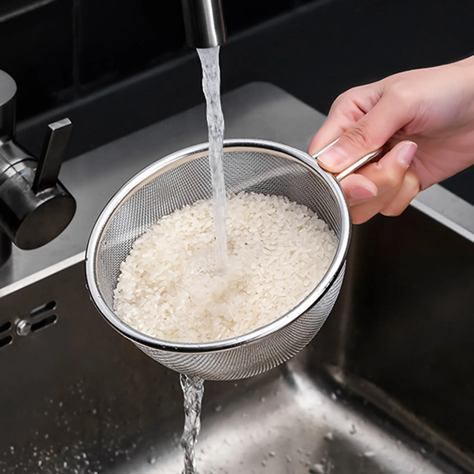 Stainless Steel Fine Mesh Strainer with Handle Durable Easy to Clean Multifunction Draining Basket for Kitchen Restaurant Party