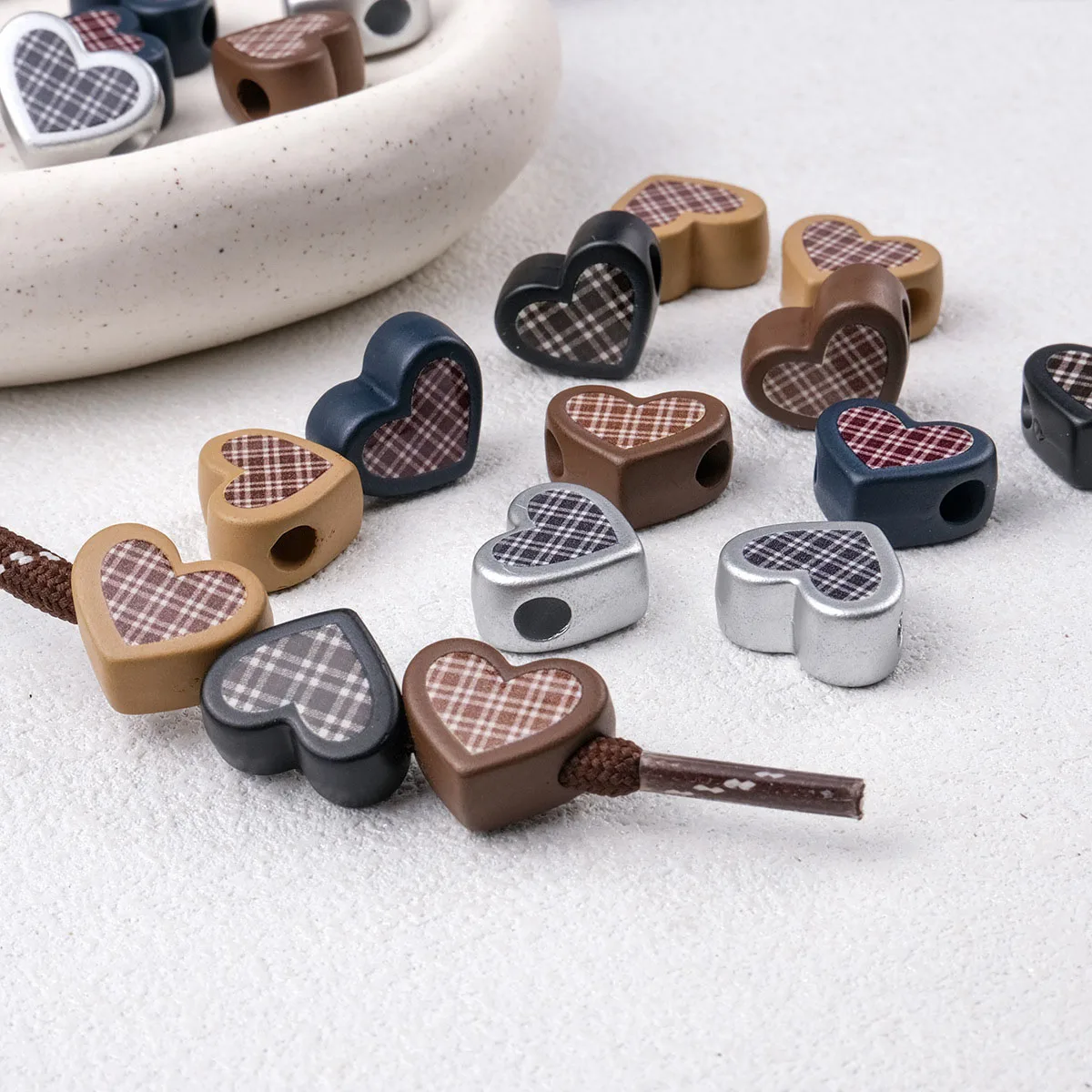 VIntage Style Love Heart Shape Acrylic Plastic Jewelry Beads Fit Girls Fashion Necklace Earring Keychian Decor 15*14*8mm 100pcs