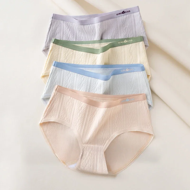 

Women's underwear Antibacterial Comfortable and Breathable Mid Waist Bubble Cotton Underwear Women's Triangle Pants panties