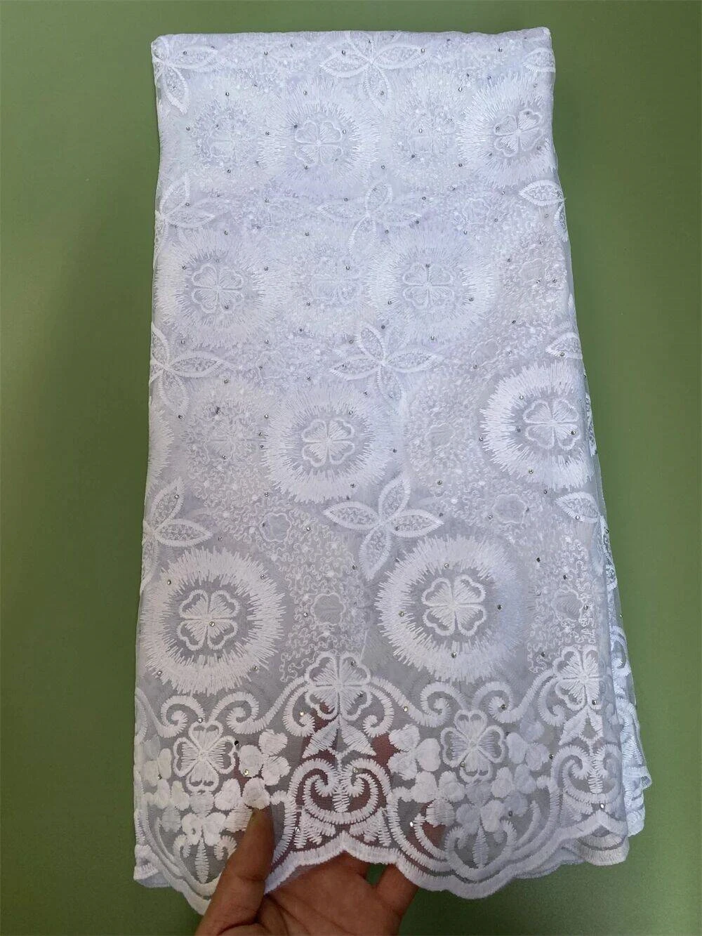 Clearance Sales!!! Embroidered French Lace with Beads for Women, Tulle Fabric, African Lace, Cheap Dress, 5Yards