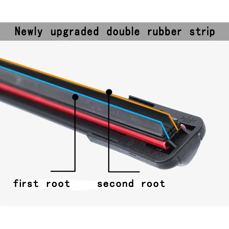 White Car Windshield Wiper Blades Universal Soft Double Layer Rubber Frameless Bracketless Wipers 14