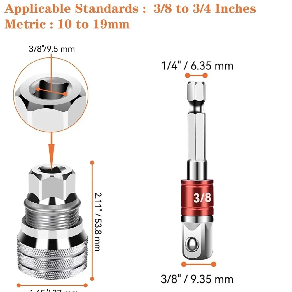 Einstellbare Steckdose 3/8-3/4'' Universal Elektrische Schlüssel Hülse Konverter 10-19mm Buchse Multifunktionale Wartung Stick Werkzeug – Detail 1