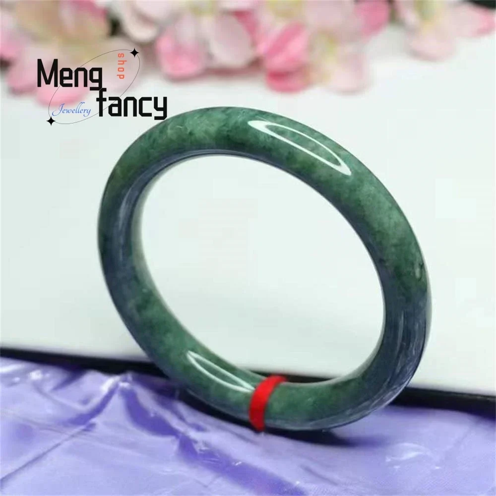 

Natural Myanmar Jadeite Full Green Round Bar Bangle Exquisite Elegant Simple High-grade Luxury Quality Fine Jewelry Holiday Gift