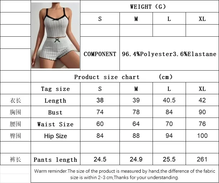 New Fashion Women Lace Trim Sleepwear Set Comfortable Summer Bow Tie Sleeveless Top Shorts Two Piece Outfit