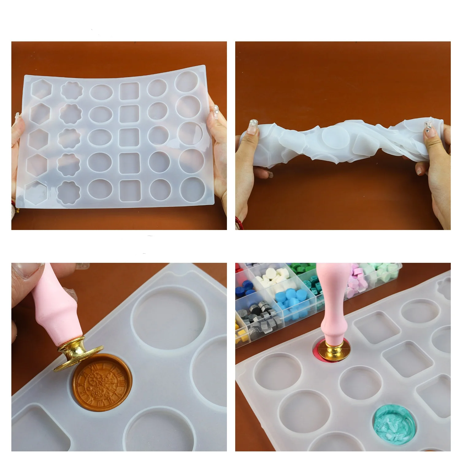 Diy 1 peça 30 até mesmo selo geométrico selo de cera envelope molde de silicone molde de cozimento de biscoito de chocolate