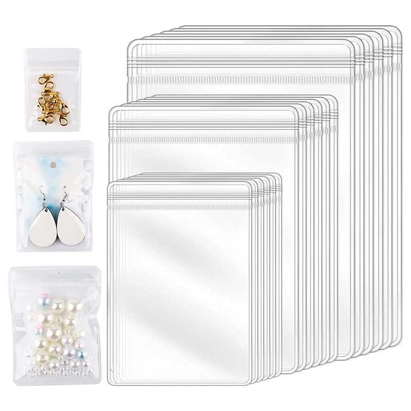 150Pcs 3 Sizes Clear Earring Bags, Waterproof Bags Thickened Reusable Storage Pouch For Jewelry Rings Necklace Bracelet