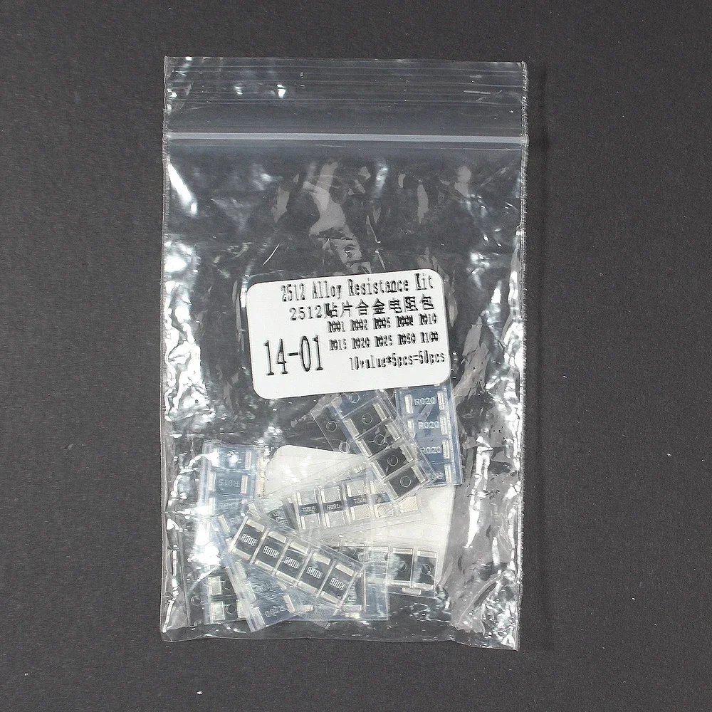 50 pz 2512 Kit resistore SMD igmonrq Kit assortito, R001 R002 R005 R008 R010 R015 resistore a bassa resistenza confezione 1% Set di resistori