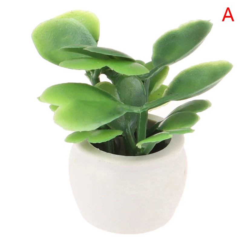 1/2 Stuks Poppenhuis Meubels 1:12 Accessoires Mini Groene Plant Bonsai Bloempotten