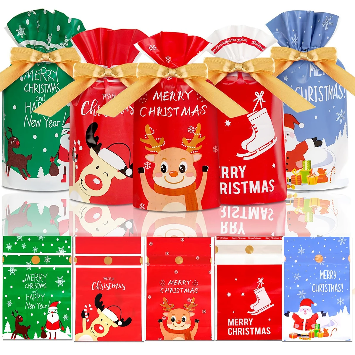 Weihnachts-Geschenktüten mit Kordelzug, Weihnachtsdekoration, 2025, Weihnachtsmann-Geschenktüte, Navidad, Weihnachtsgeschenktüten, Weihnachts-Kekse, Verpackungsbeutel