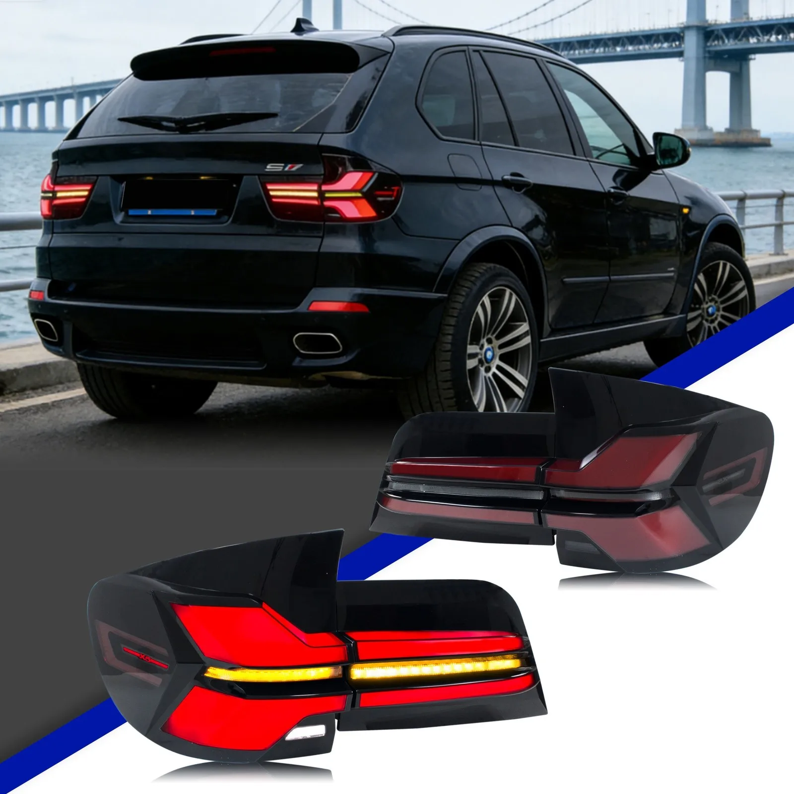 Feux arrière à LED pour BMW X5 E70 2007-2013, clignotants séquentiels, animation de démarrage, style G05, ensemble de feux arrière facelift