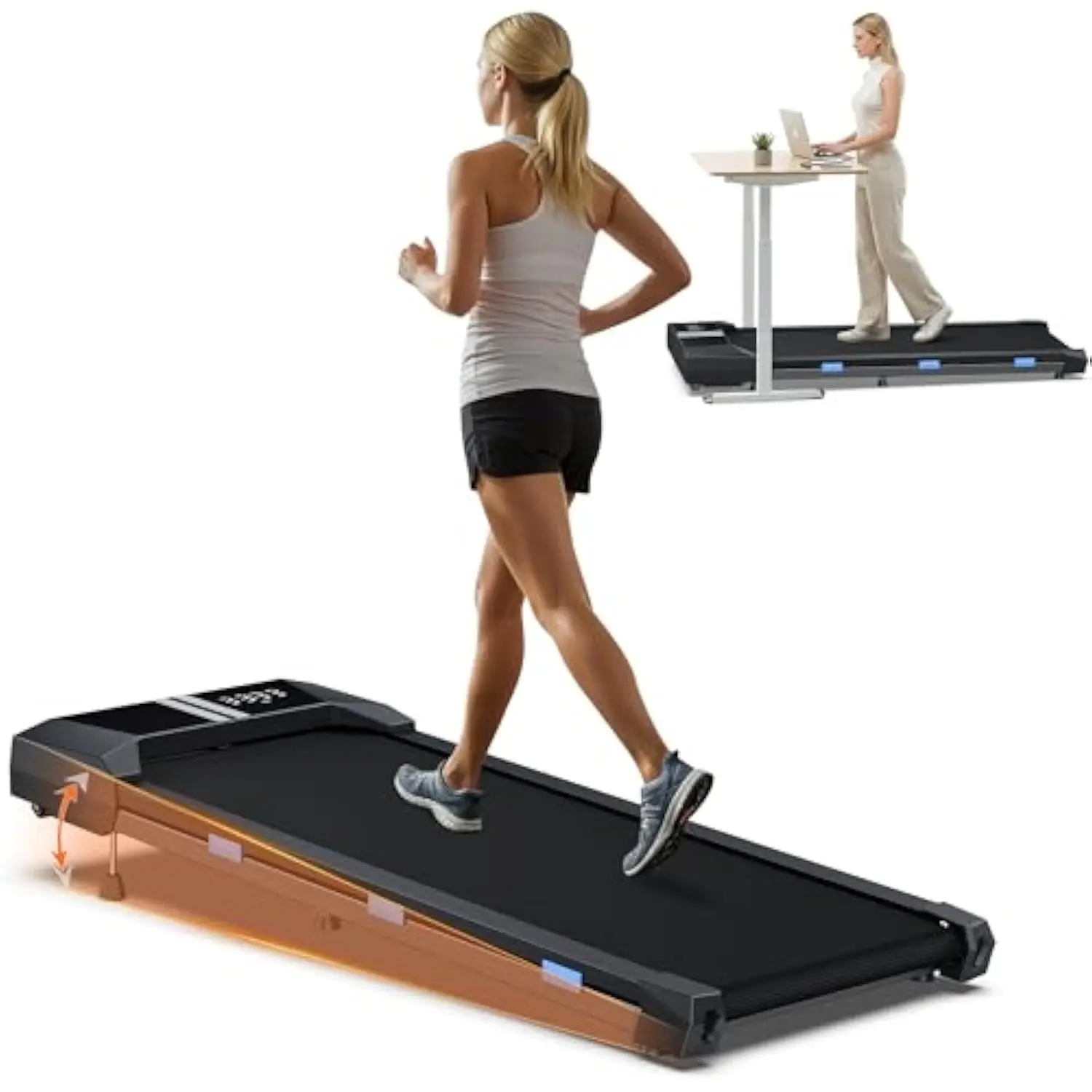 

Treadmills for Home, 3.0 HP Foldable Treadmill with Incline, 350 LBS Capacity & 3.8/7.6 MPH Speed, Walking Pad Treadmill with B