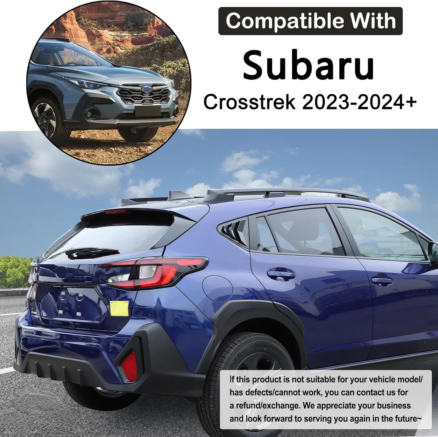 Rear Side Window Louver Cover Compatible Rear Triangular Window Shutters Trim for Subaru Crosstrek Exterior Accessories 20232024