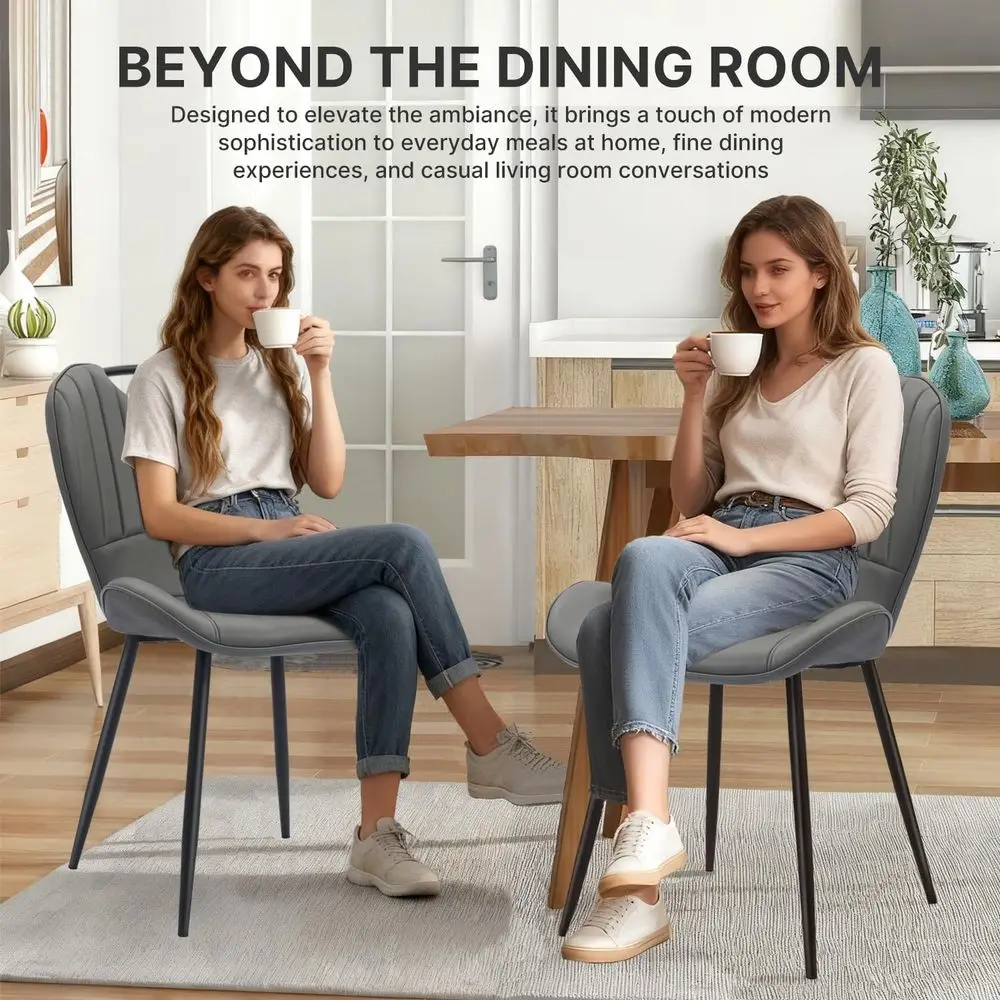 

Chairs Set of 4, Modern Faux Leather Kitchen amp Dining Room Chairs with Metal Legs, Ergonomic Back Support for Home, Restauran