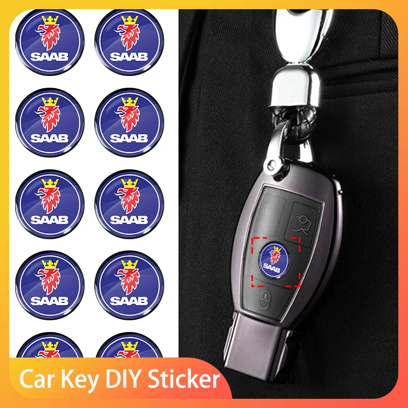 

New 14mm Fob Car Logo Sticker for Car Remote Control Key For SAAB Scania 93 95 9000 900 9-4X 9-2X 9-X 600 99 97 Monster