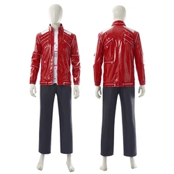 Movie Michael MJ Beat It Jackson Cosplay Jacket Impersonators Red PU Leather Punk Casual Coat Pants Halloween Stage Costumes
