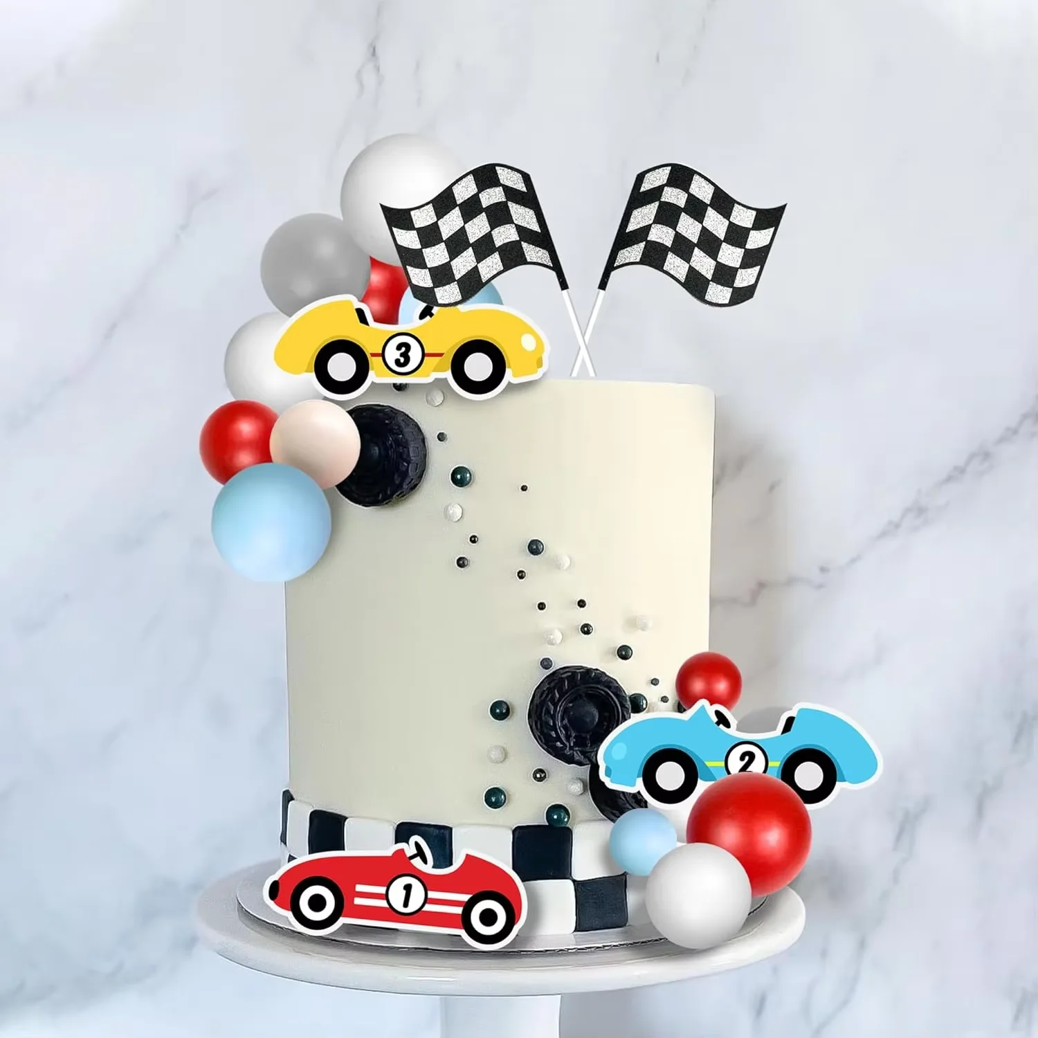 레이싱 카 생일 케이크 토퍼, 레이싱 카 장식, 체크 - Lighting Mcqueen Birthday Decor 리뷰 및 가격