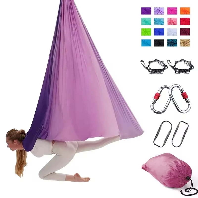 Aerial Yoga Hammock 4m, Gradient Anti Gravity Swing, Stretch Balance Strength Trainer for Studio Pilates Fitness
