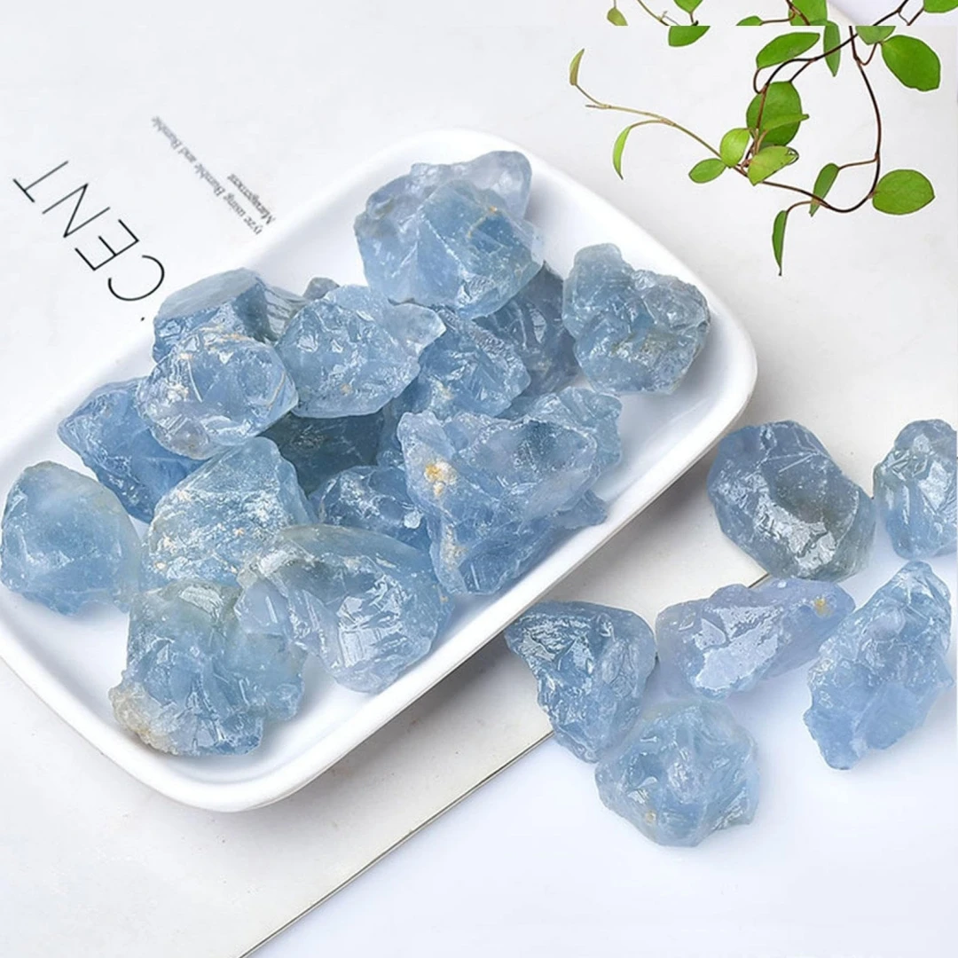 40g/120g/240g Natural Celestine Stone Cluster Specimens, Irregular Raw Blue Stone Mineral for DIY Craft, Home Decoration Gift