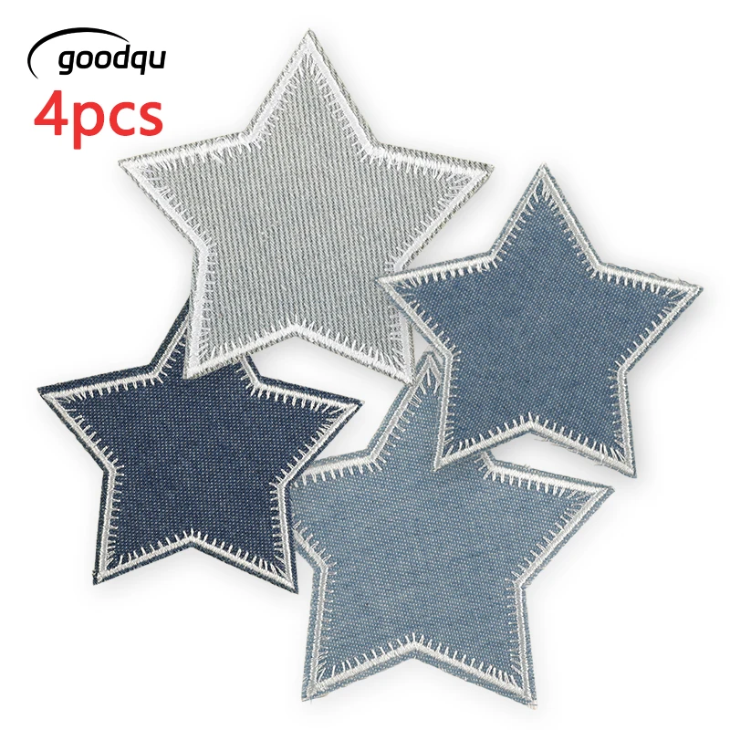4 Uds. De pantalones vaqueros de estrella, bonitos parches para planchar para ropa, Mochila bordada para niños, chaquetas, pegatinas de costura, paquete de lotes termoadhesivos Diy
