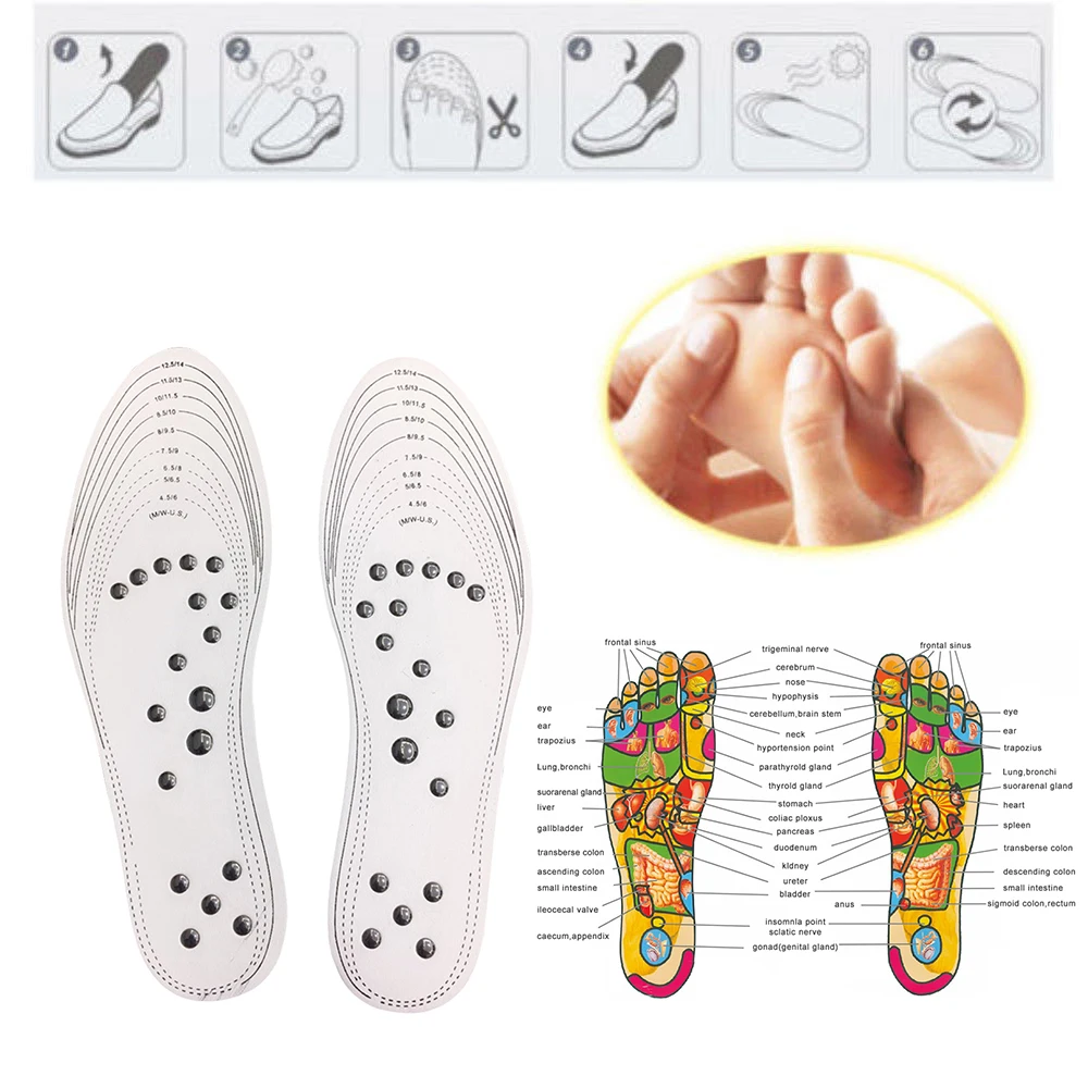 1~10PCS Acupressure Slimming Insoles Foot Massager Magnetic Therapy Weight Loss Massage Insole XR-Hot